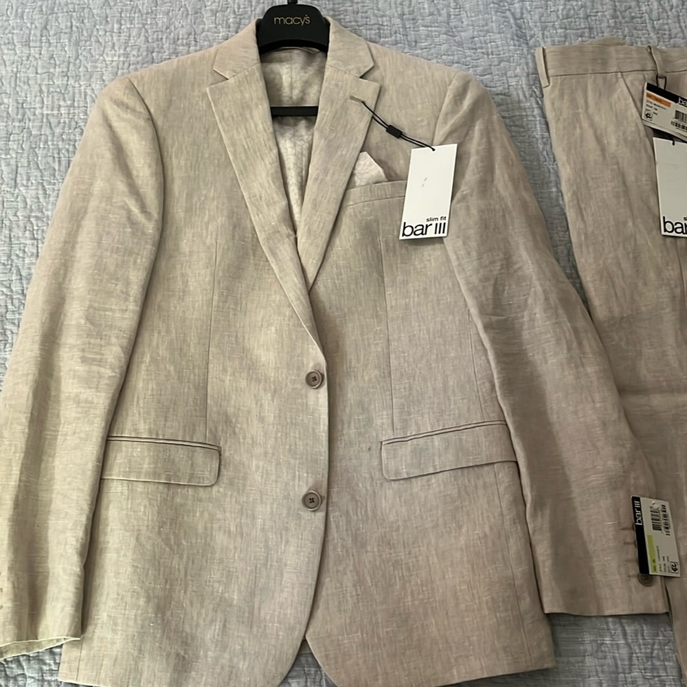 3 piece slim fit linen suit